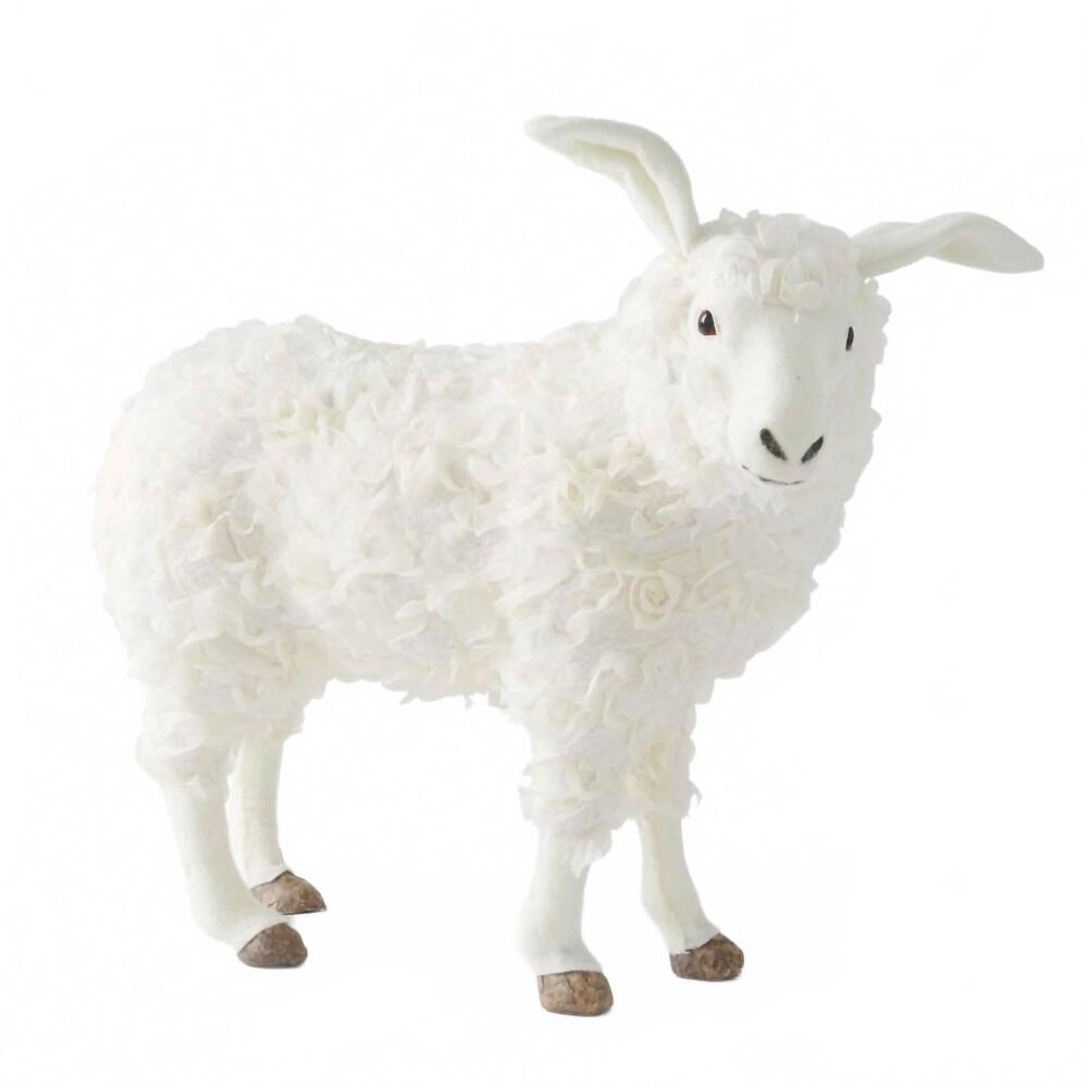 NEW K&K INTERIORS 18 inch fluffy standing sheep in white